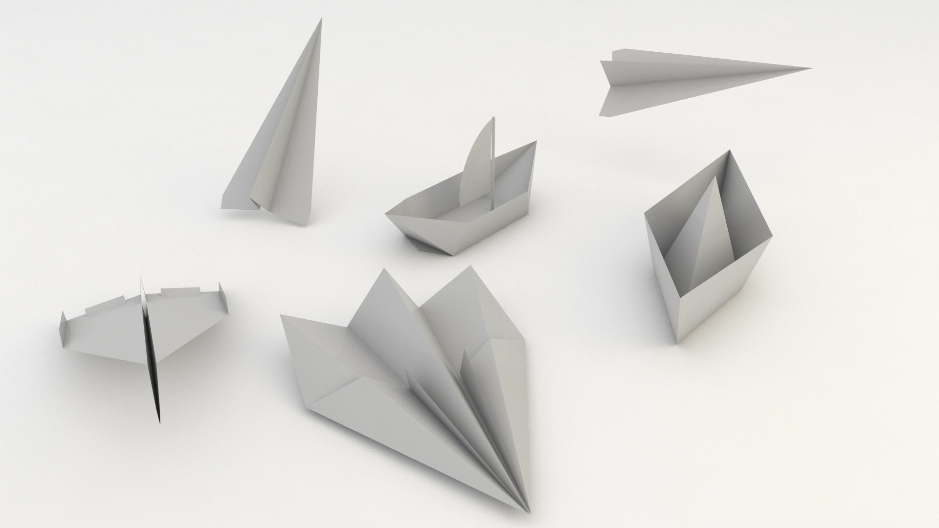 Origami Plane and ship 3D model - TurboSquid 1747025