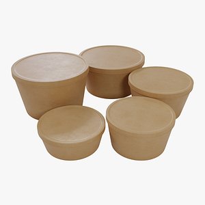 3D Paper Soup Cups Mockup model