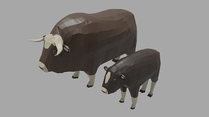 3D musk ox family model