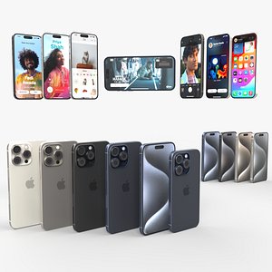 Apple iphone 15 pro  and pro max all colors 3D model