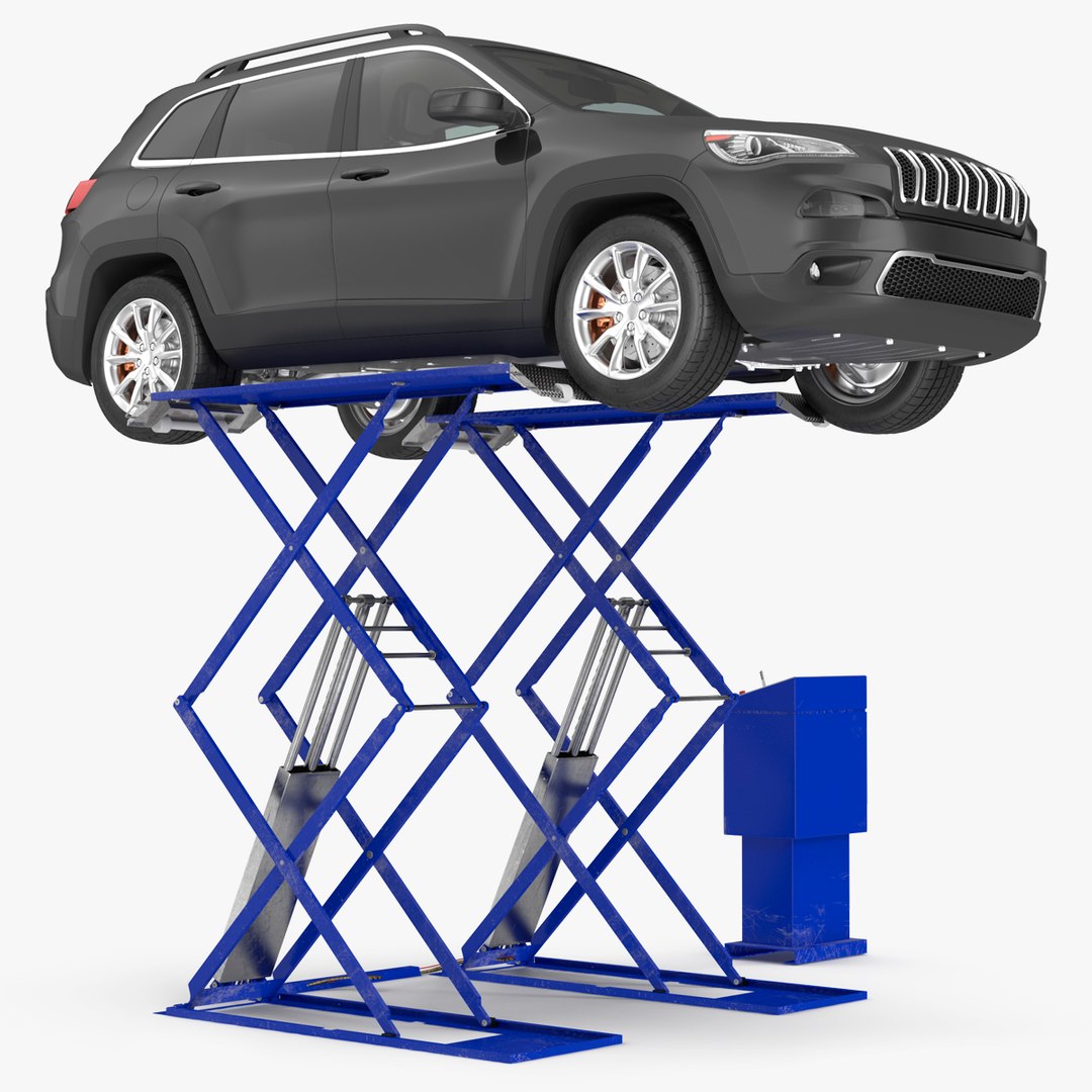 Automotive Scissor Lift and SUV 3D model preview