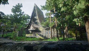 3D ruined medieval house model