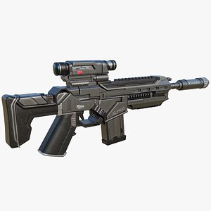 3D Assault Rifle Gun PBR Unity UE Arnold V-ray Textures Included model