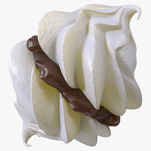 3D White Meringue Kisses with Chocolate Filling model