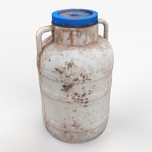 3D Plastic White Drum Barrel Scan Blue Cap