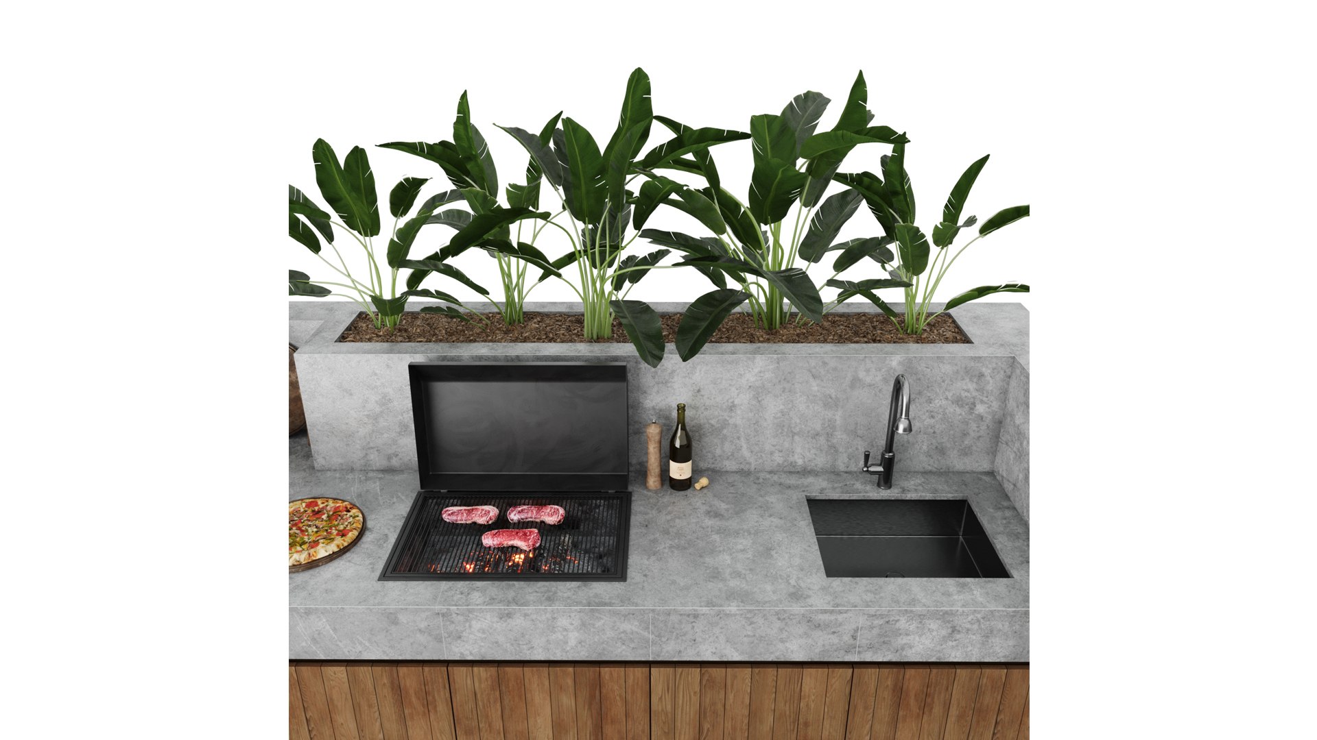 Outdoor Kitchen With Barbecue And Pizza Oven 3D model - TurboSquid 2077755
