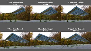 Lowpoly Solar Carport-Y Types-Steel Structure 3D model