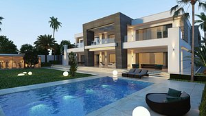 private villa building exterior 3D model