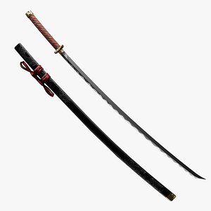 low poly Gold dragon katana game ready with 2K HD texture