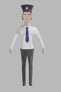 Low Poly Pilot Woman rigged Unity