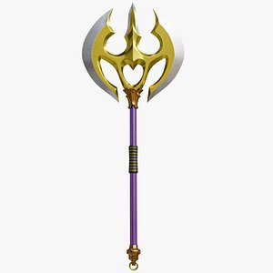 3D Battle Axe 06 Golden All PBR Unity UE Textures model