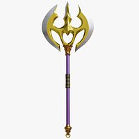 Battle Axe 06 Golden All PBR Unity UE Textures