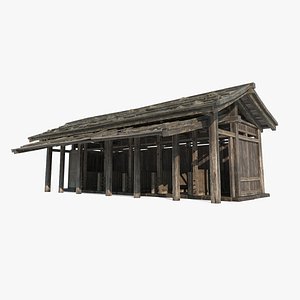 3D Asian ancient architecture stables model