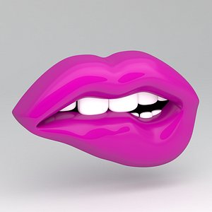 pink lips biting 3D