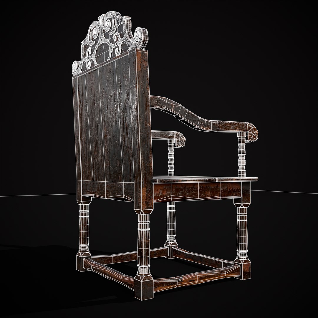 3D Antique Carved Chair model - TurboSquid 2078326