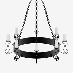 Medieval Chandelier with Candles 1