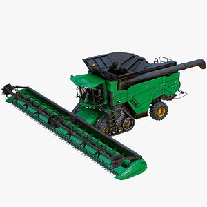 Modern Combine Harvester Green Rigged PBR