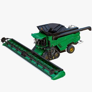 Modern Combine Harvester Green Rigged PBR