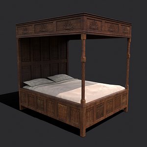 Medieval Elegant Bed 3D model