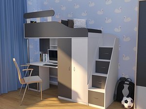 Childrens bed on two levels