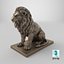 Lion Statue Sitting Angry Bronze