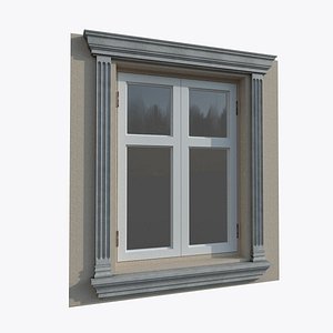 windowFront View of Window Vintage Styles with Exterior Decoration Double Windows and Architecture F model