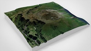3D Mountain landscape Dolomieu Crater Saint Philippe Reunion France