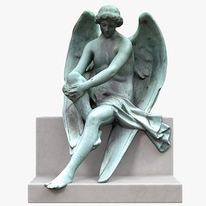 3D bronze sitting angel statue model