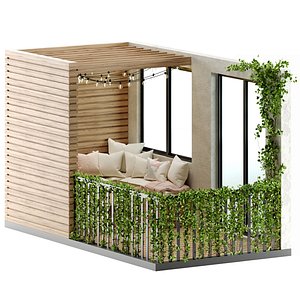 Scandinavian Balcony Set 01 3D model