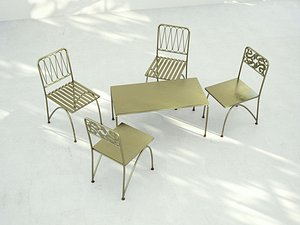 3d metal chairs table