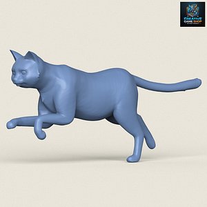 3D Cat Run Pose Print Ready 3D Model