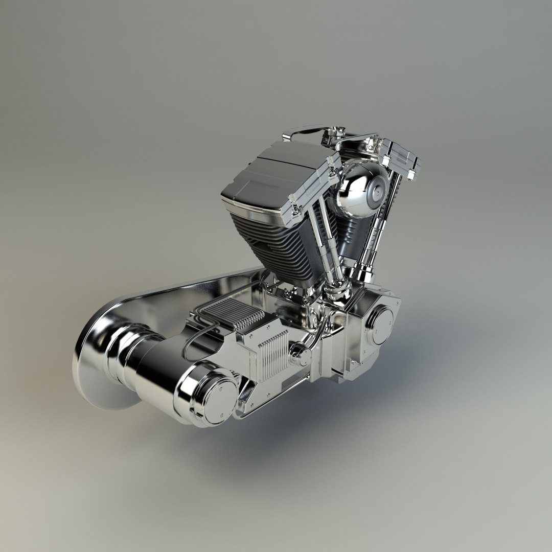 3d v-twin chopper engine model