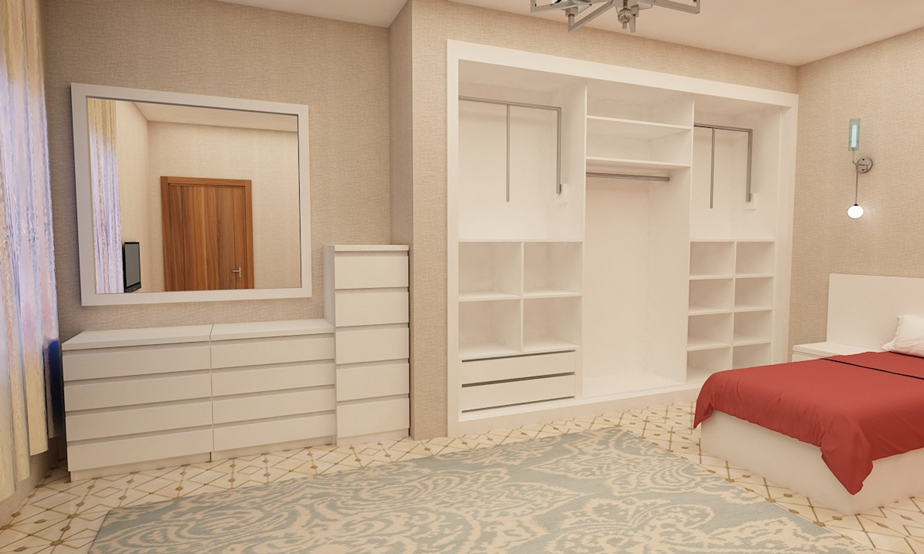 3D White Bedroom Model - TurboSquid 1453457