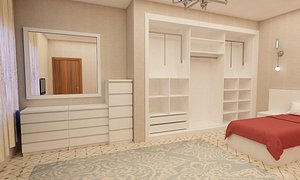 3D white bedroom model