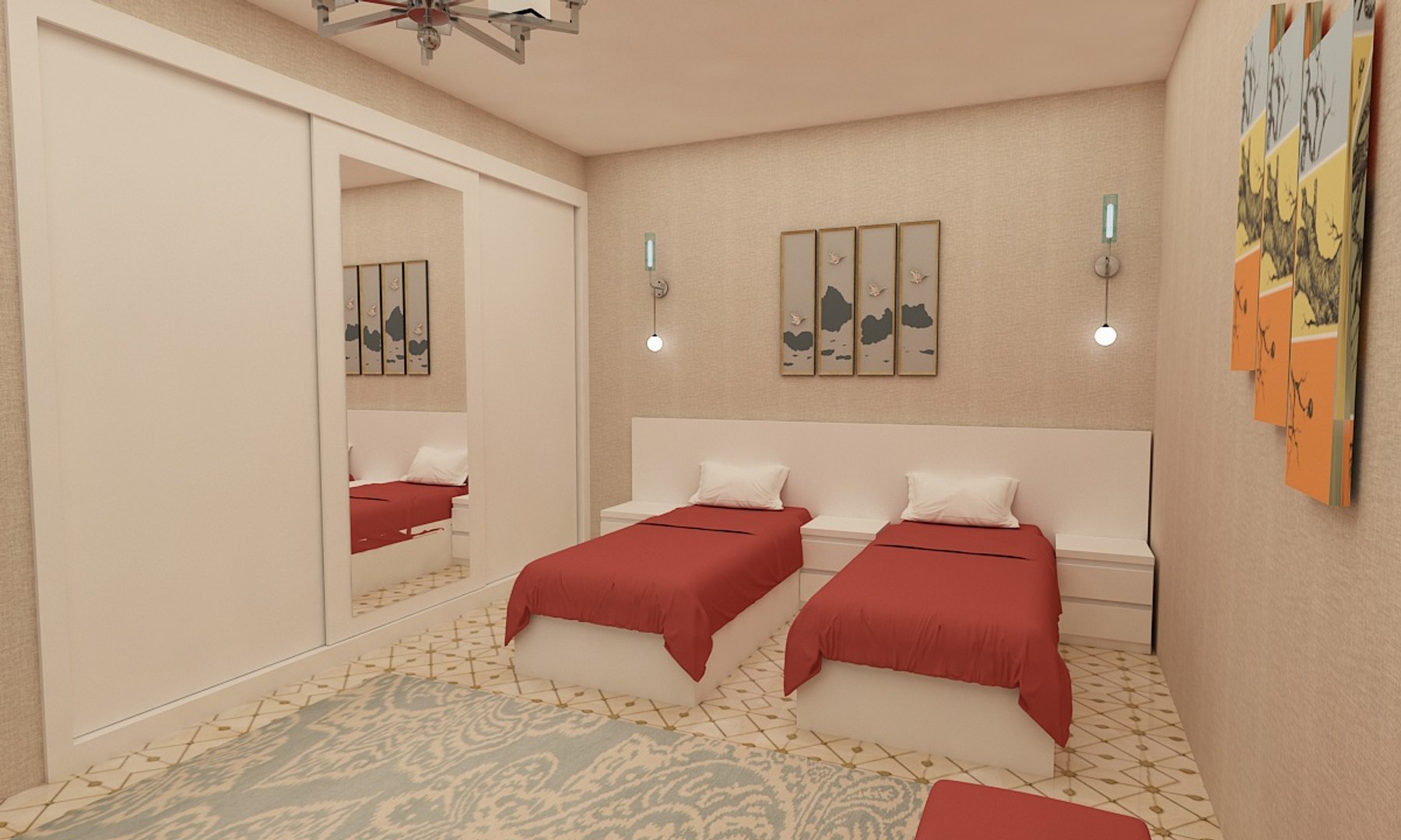 3D White Bedroom Model - TurboSquid 1453457