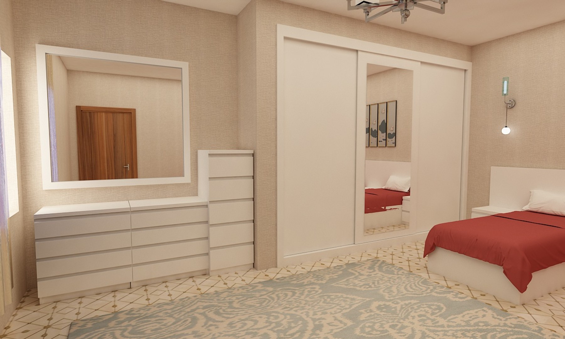 3D White Bedroom Model - TurboSquid 1453457