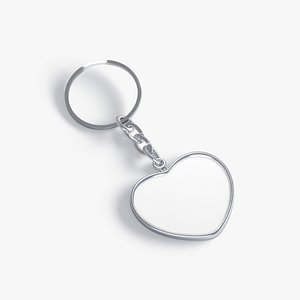 White Heart Keychain - key tag holder model