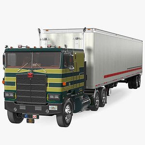 3D model Marmon Truck With Semi Trailer Rigged