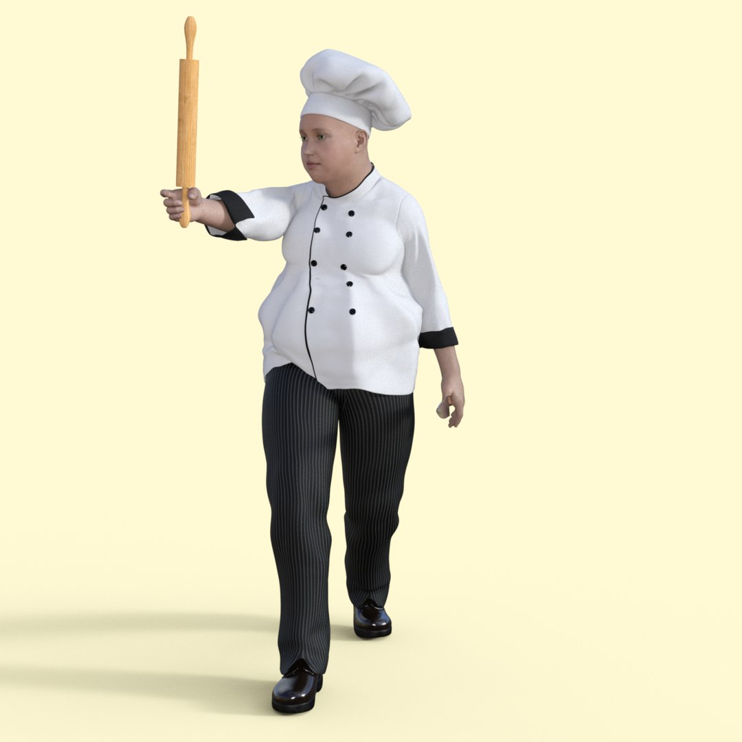 3D Model Realistic Fat Chef - TurboSquid 2218504
