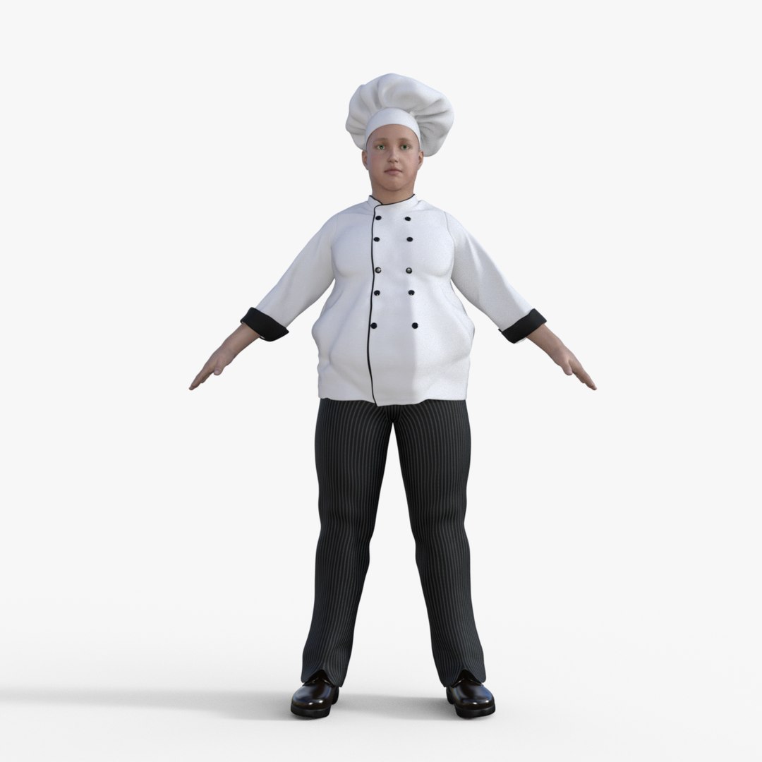 3D Model Realistic Fat Chef - TurboSquid 2218504