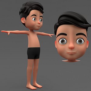 Stylized Cartoon Boy Character Base Mesh with Textures