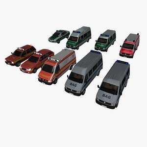 3D german emergency vehicles cars