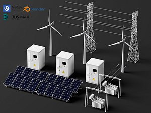 3D New Energy Wind Solar Power Equipment 3D Model model