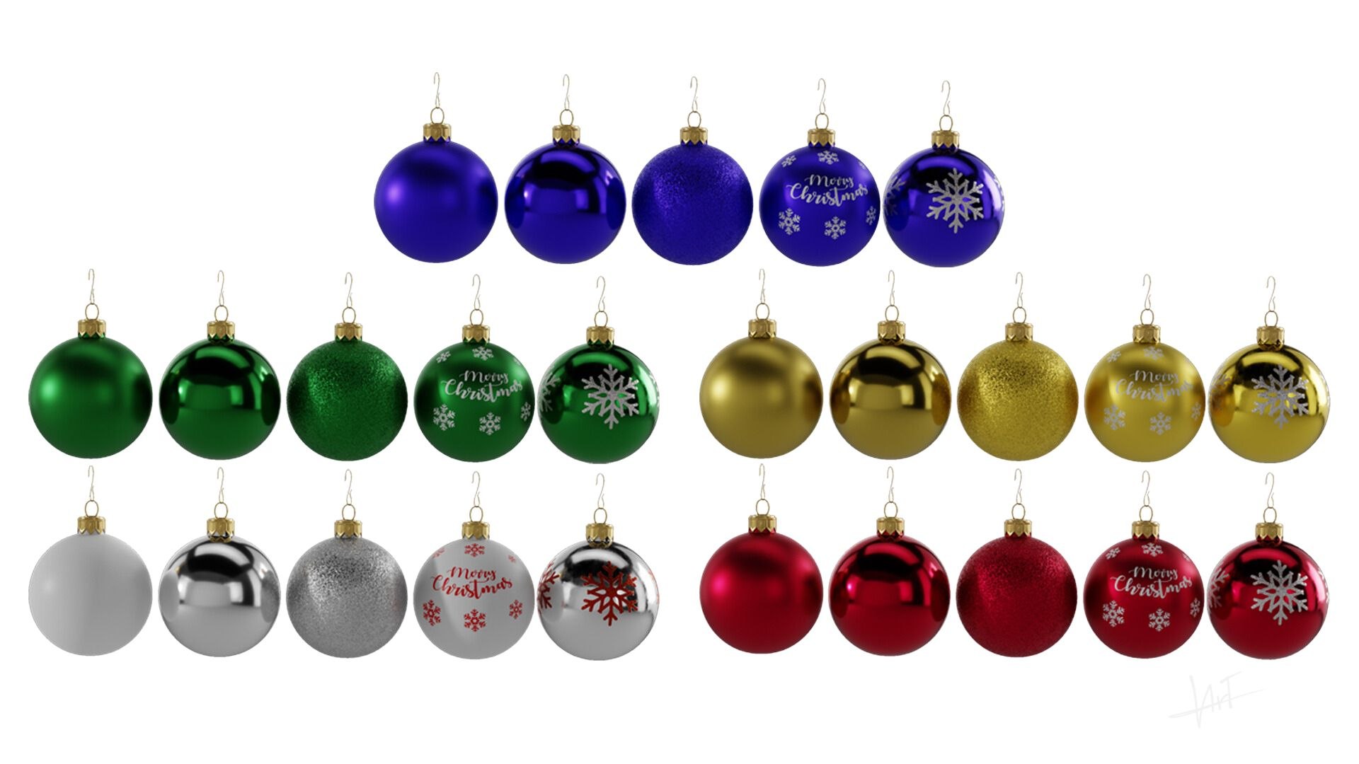 Christmas Baubles Decorations 3D Model 3D - TurboSquid 2155538