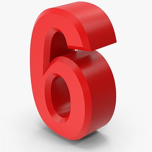 Red Number 6 3D