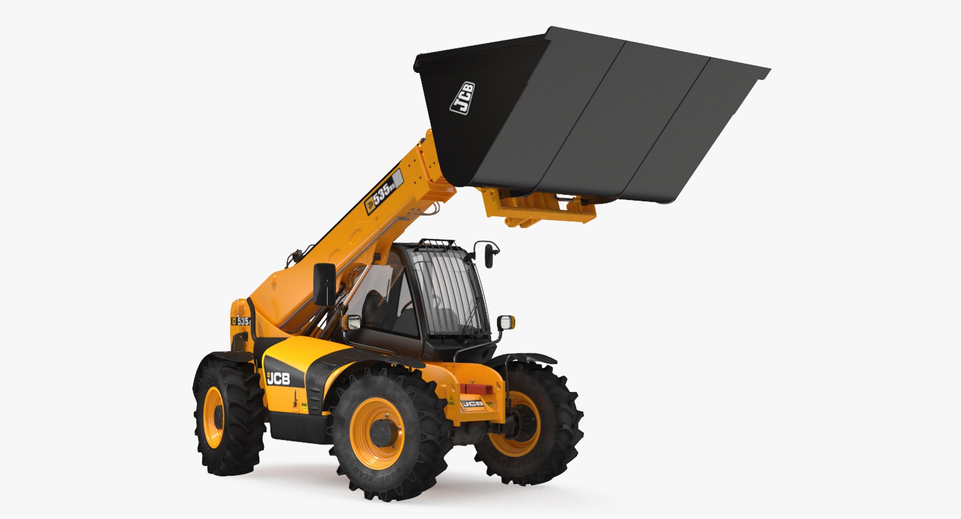 Telehandler Scoop Bucket JCB 535 Rigged 3D model preview