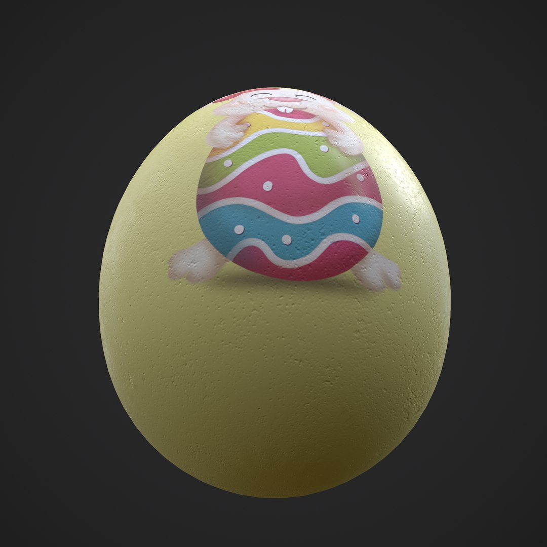 Easter Egg with Micro Rabbit, Cream Yellow