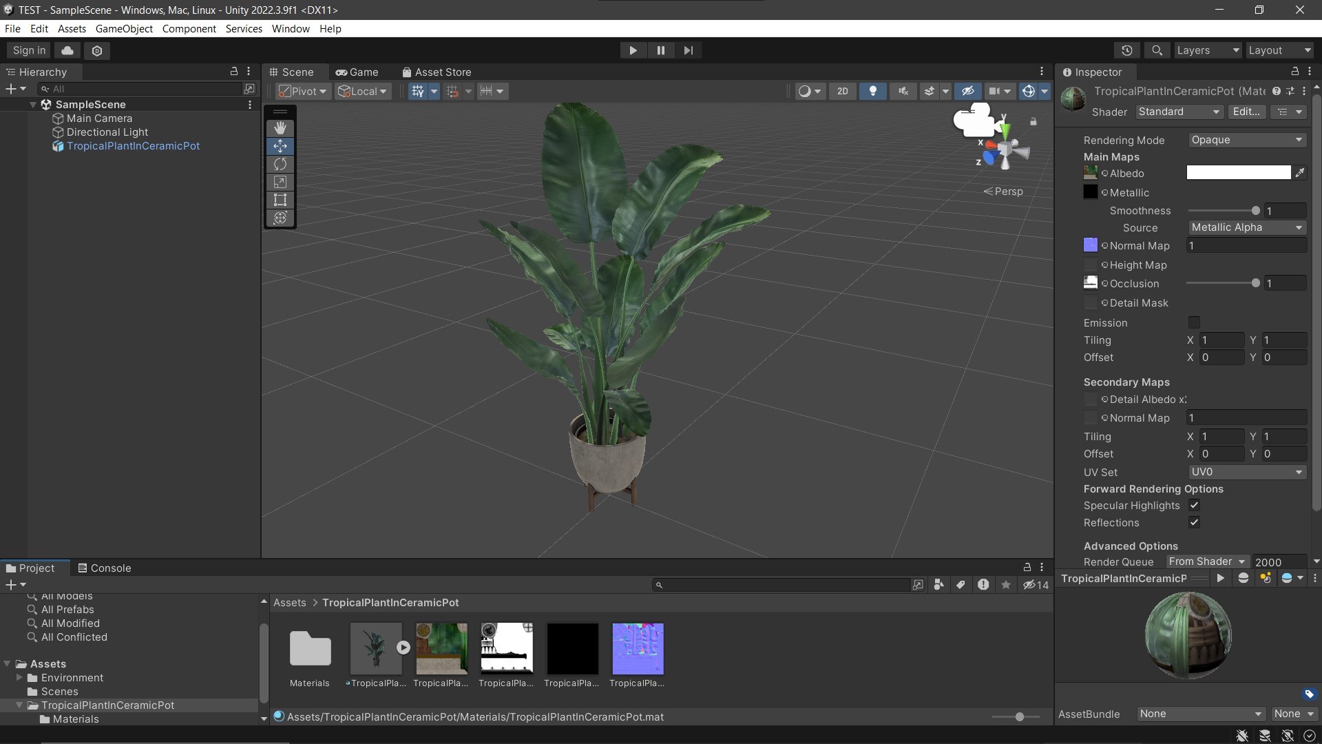 Tropical Plant In Ceramic Pot Game Asset 3D Model TurboSquid 2156294