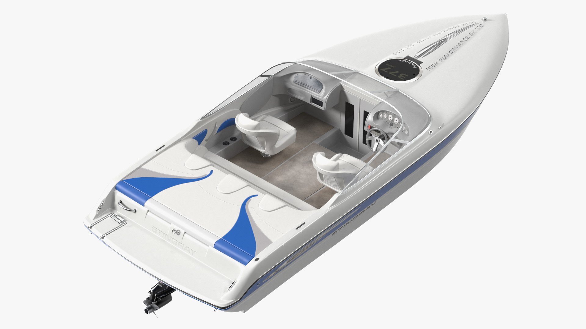 Deck Boat Stingray White 3D model preview