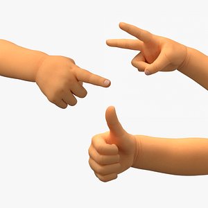 Asian Baby Hands Collection 3D model